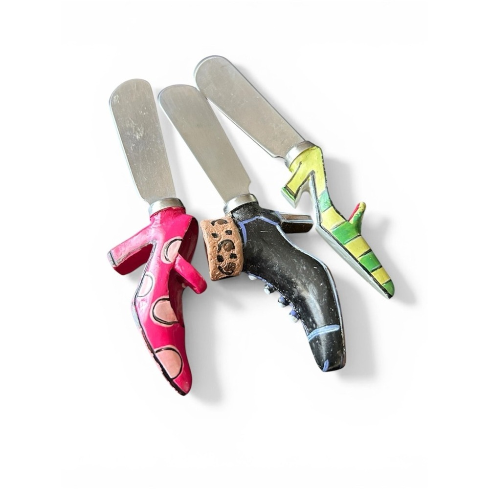 Vintage Kitschy High Heel Cheese Spreaders Charcuterie Board Accessories Set 3